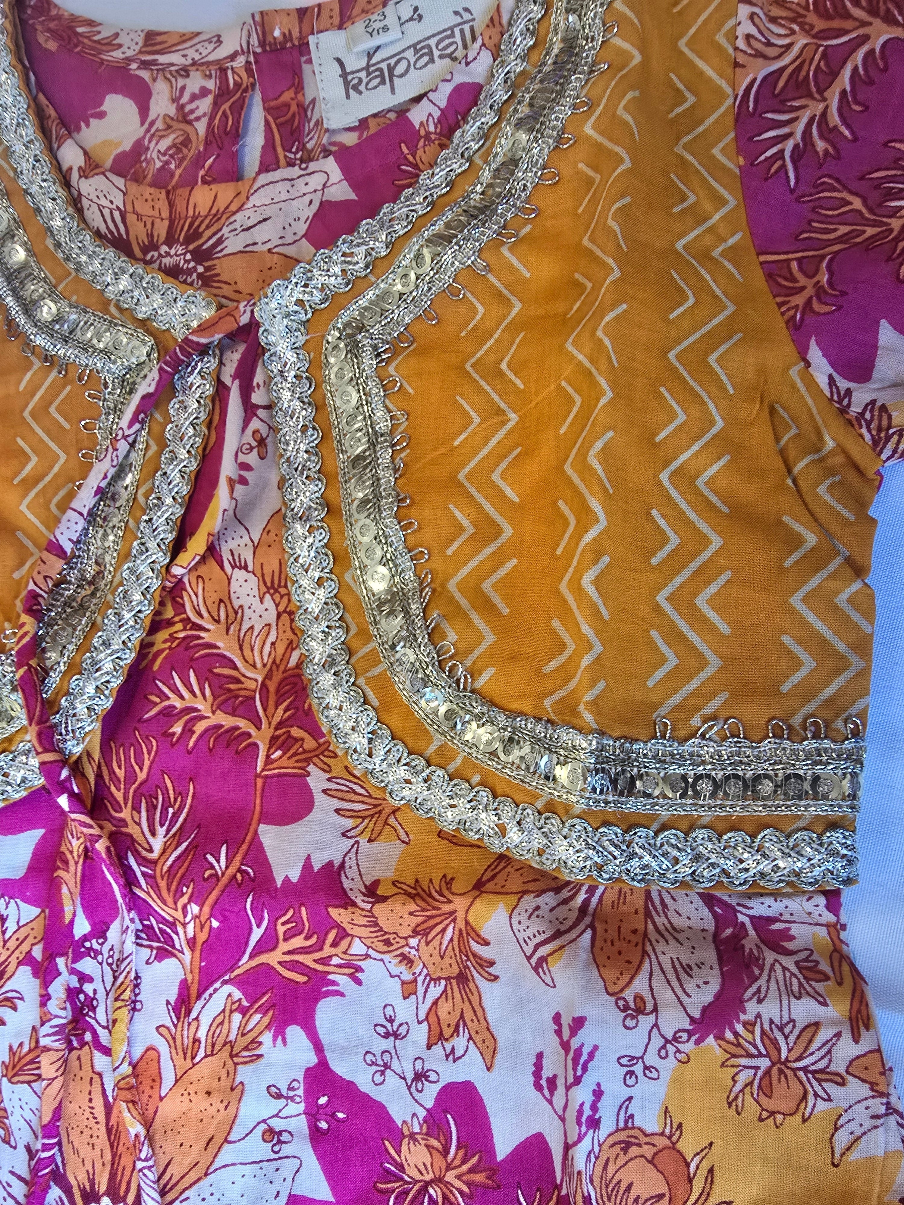 Bahar patiyala jacket kurti yellow