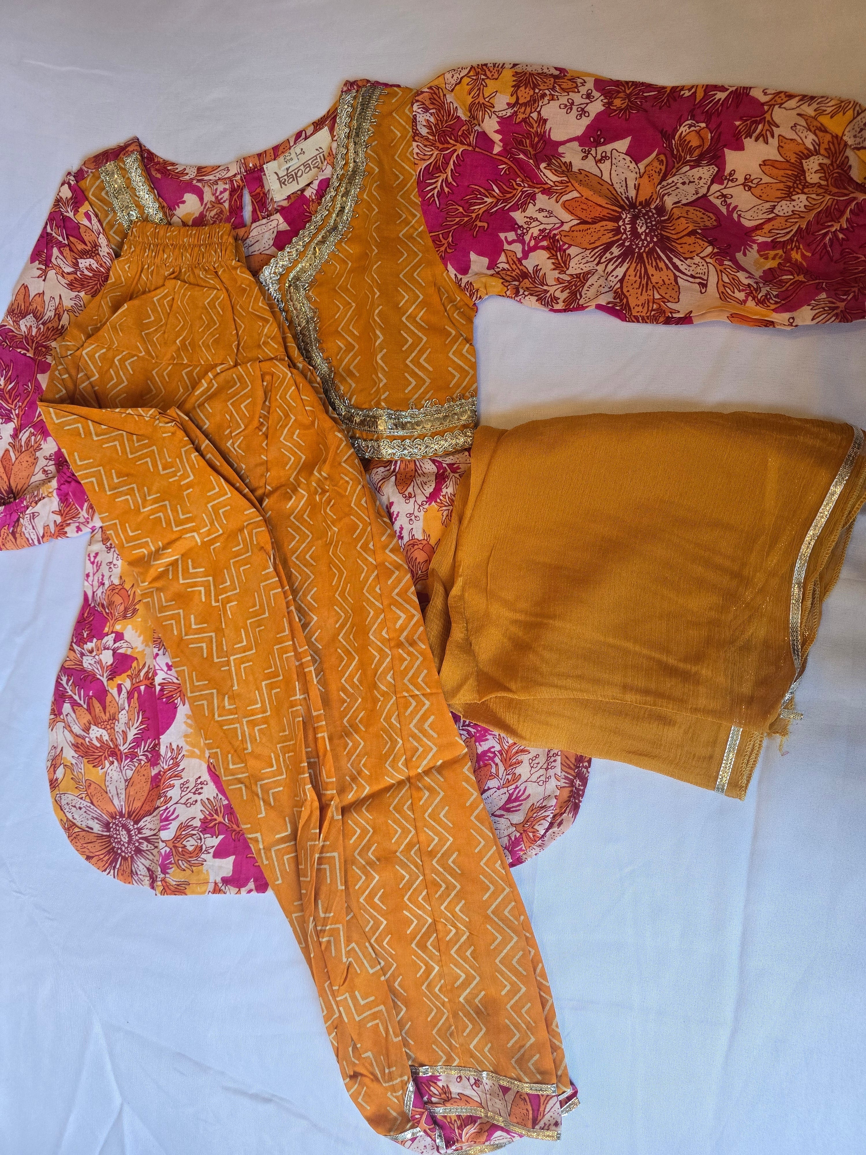 Bahar patiyala jacket kurti yellow