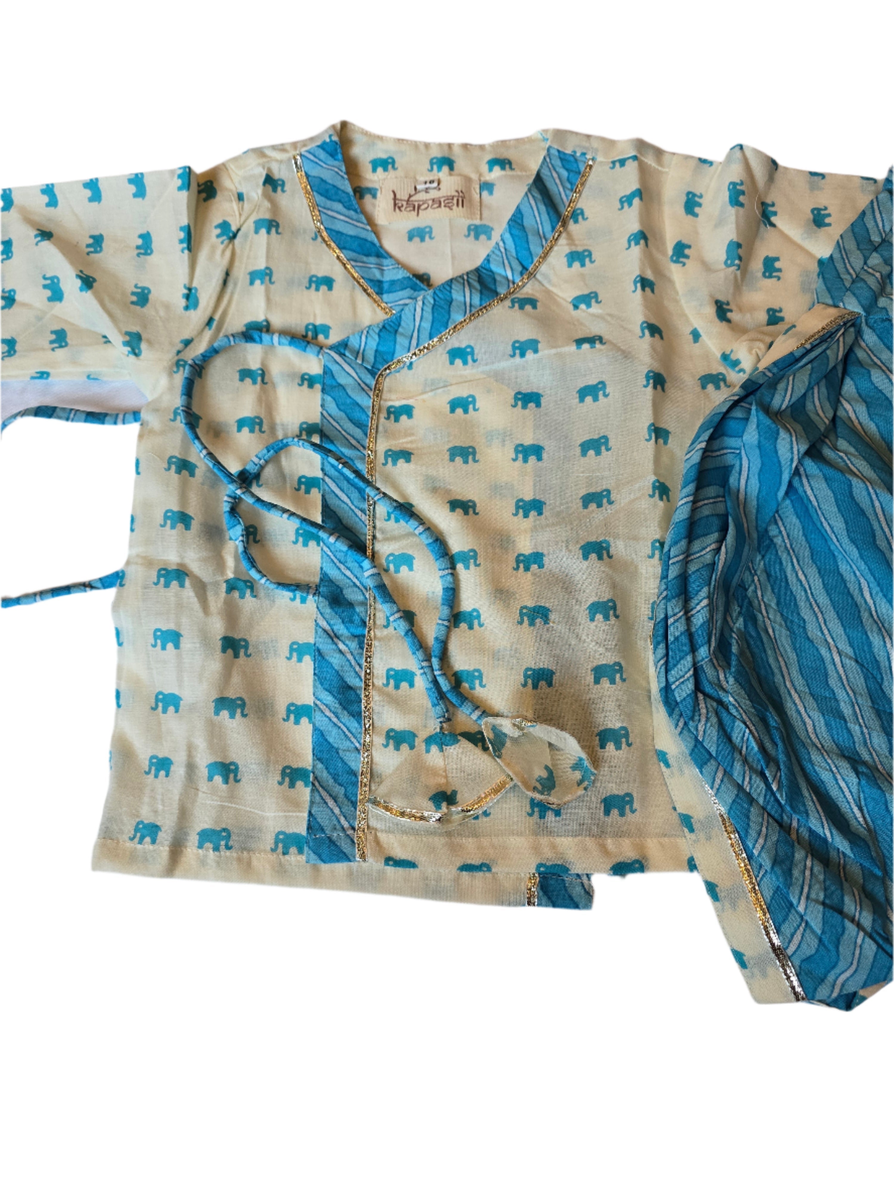 Ladoo infant anghrakha baby set- blue elephant