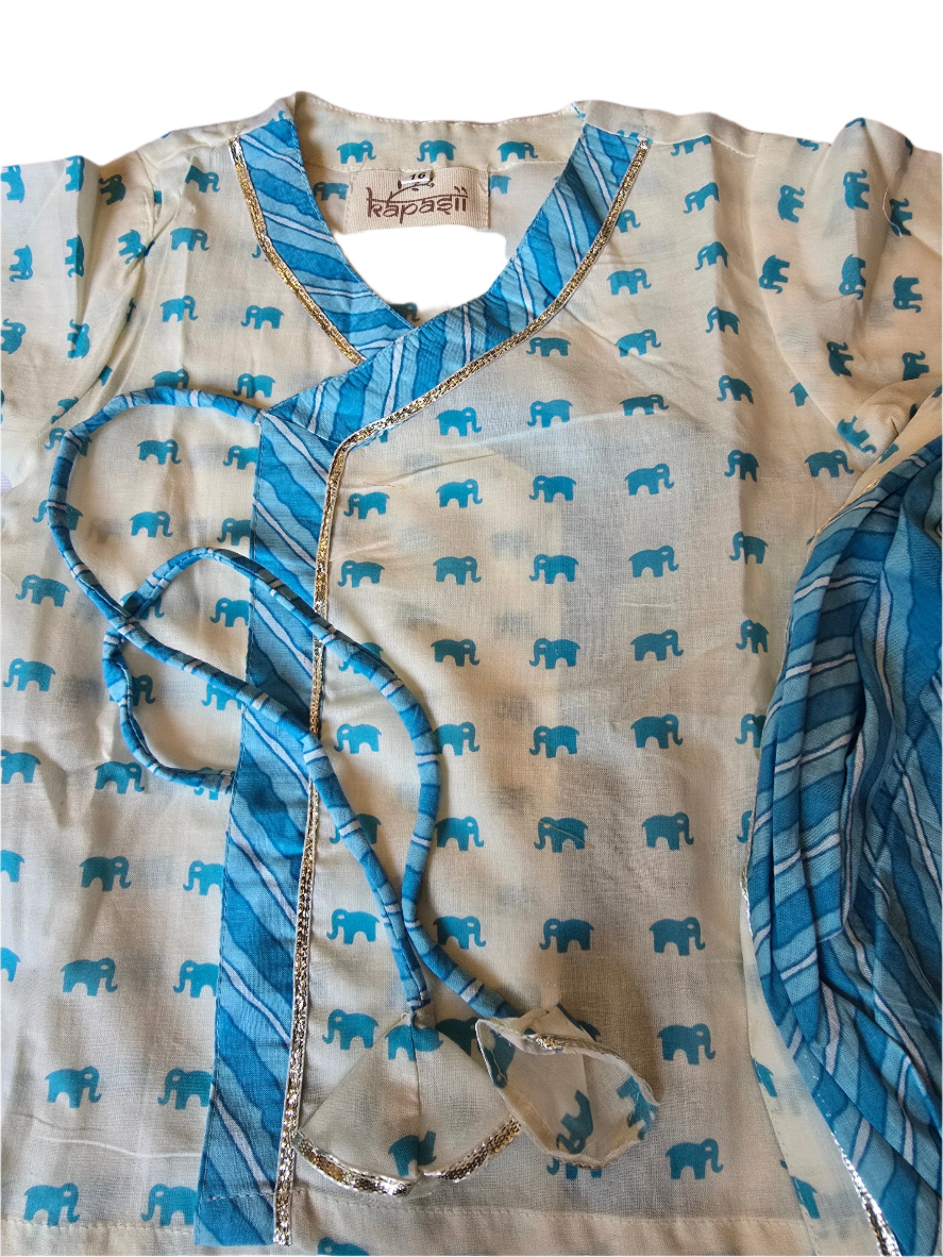Ladoo infant anghrakha baby set- blue elephant
