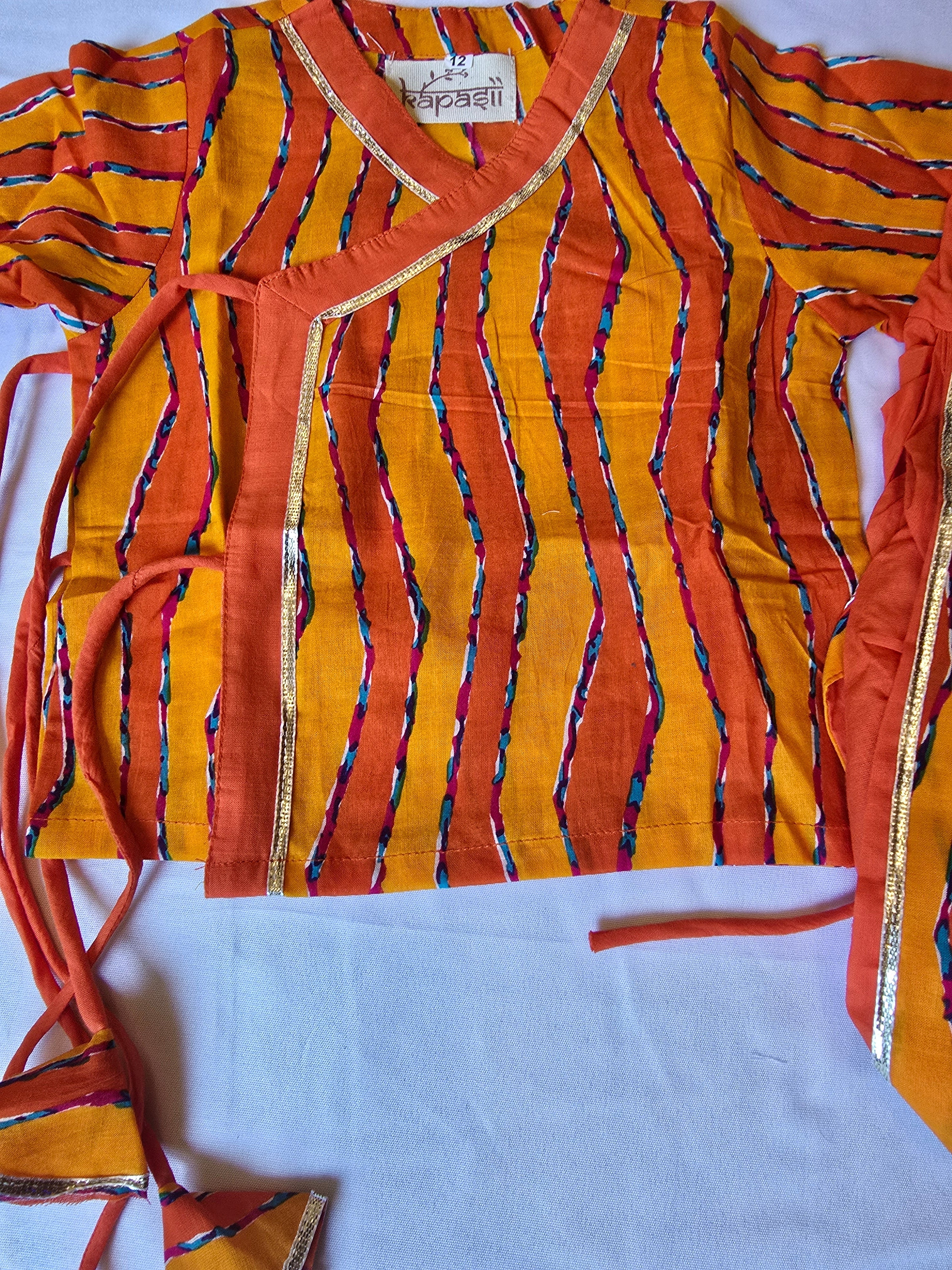 Ladoo infant anghrakha baby set- Orange stripe