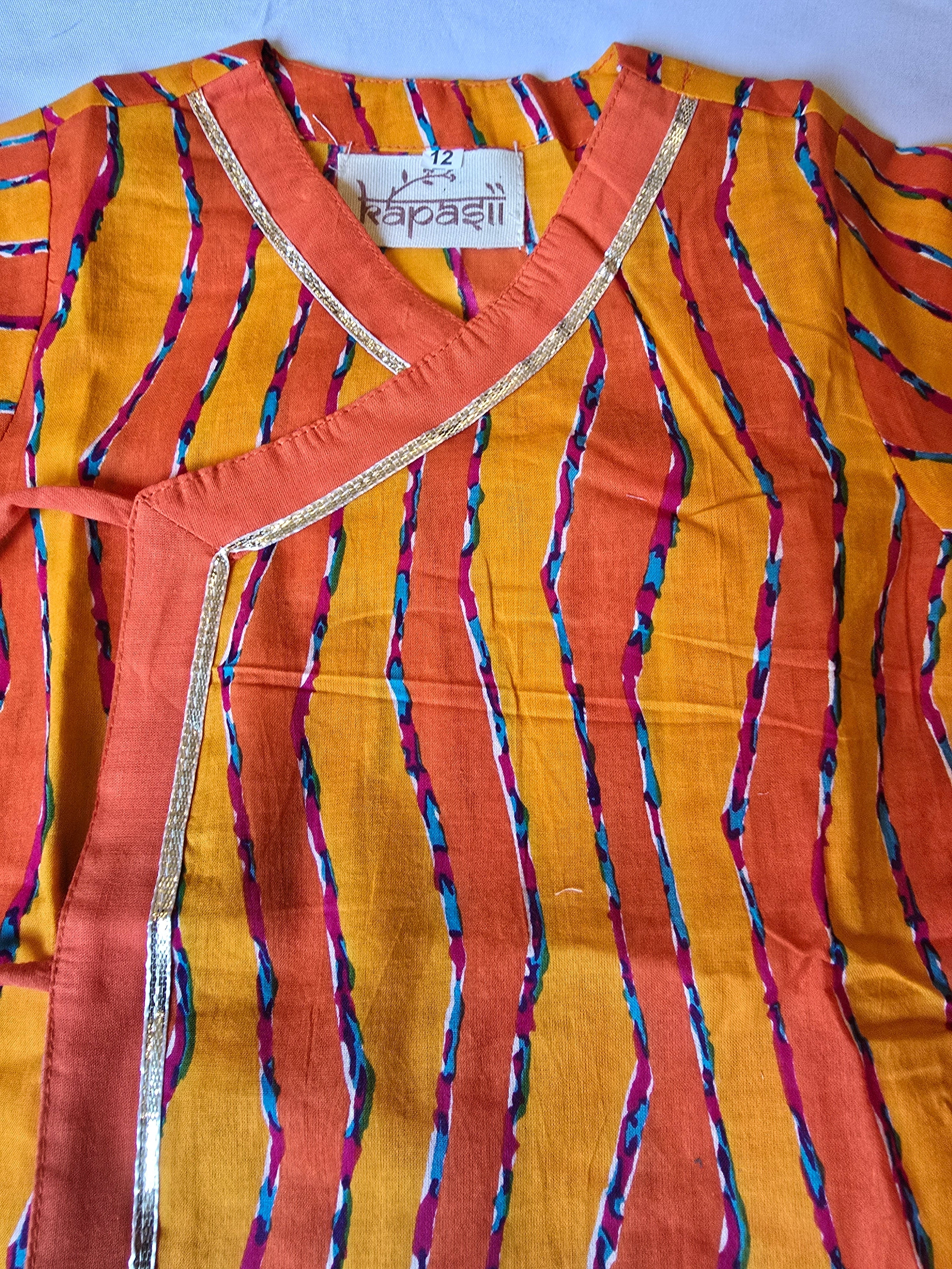 Ladoo infant anghrakha baby set- Orange stripe