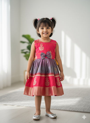 Paithani pink purple dress