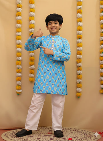 Inayat boys kurta pajama set blue