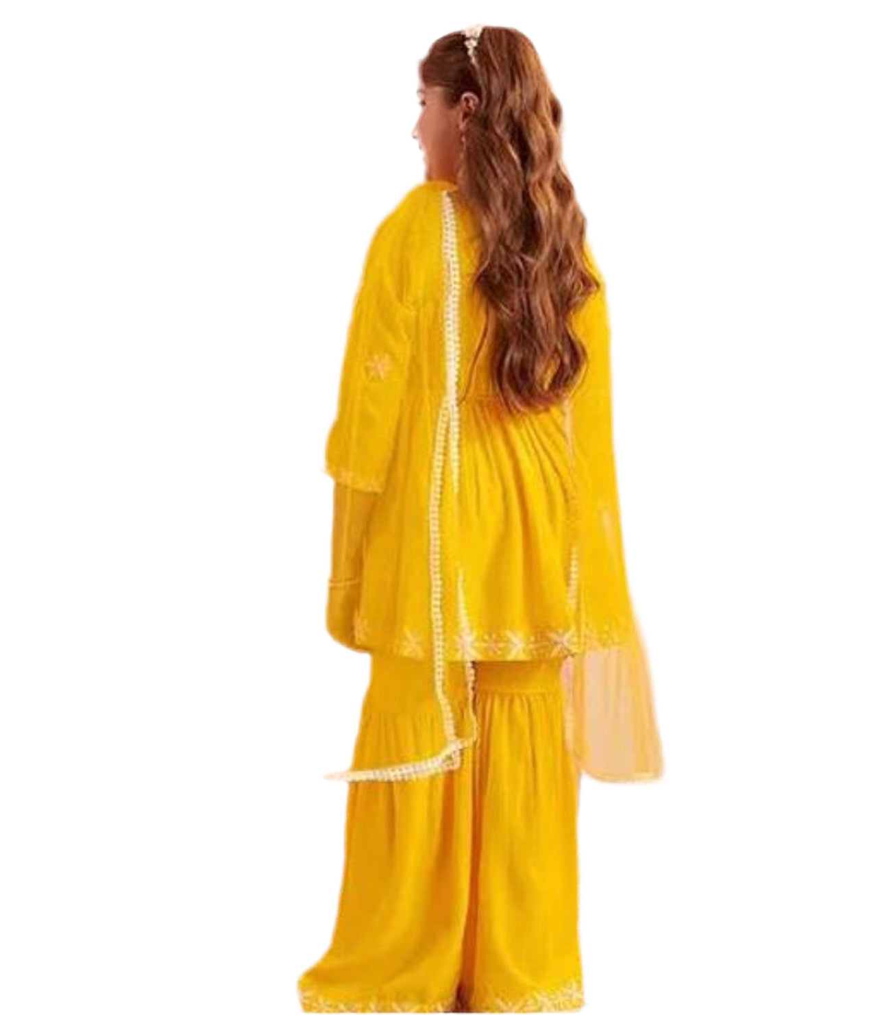 Roshni embroidered sharara kurta set yellow