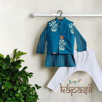 Utsav turkish blue kurta pajama jacket set