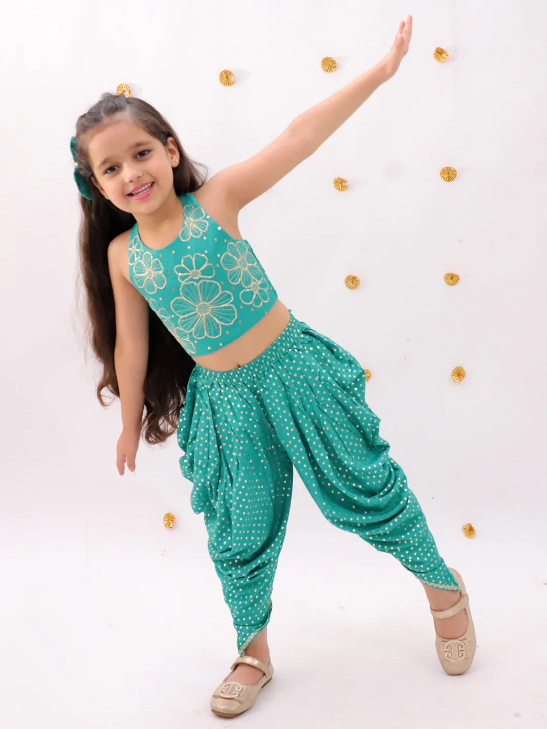 Mehfil sea green dhoti set