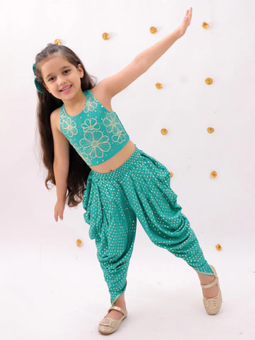 Mehfil sea green dhoti set