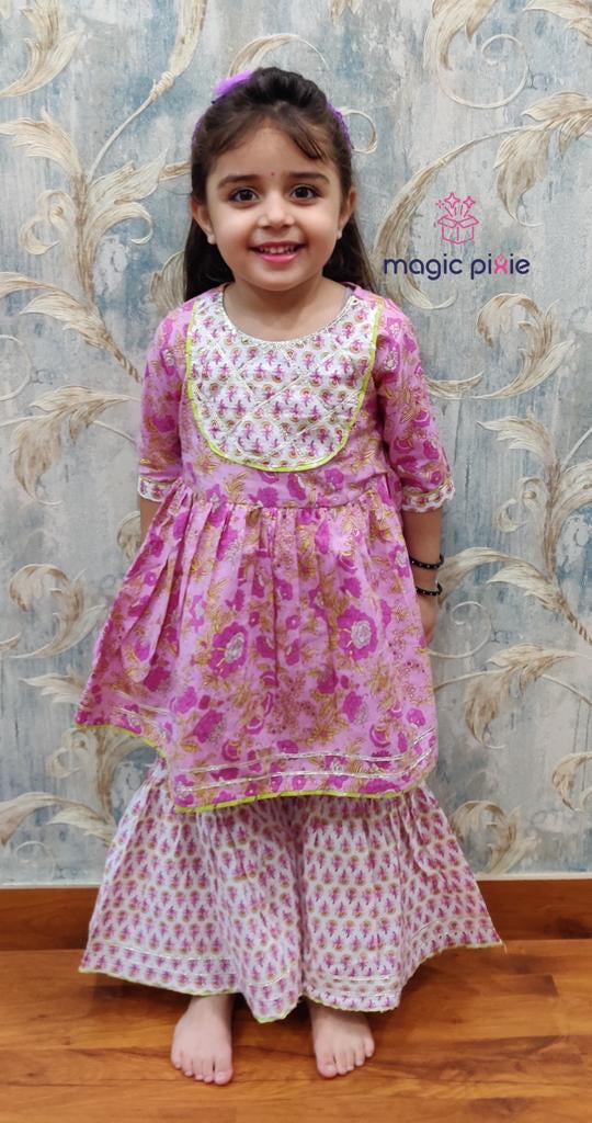 Designer muslin purple and green Set