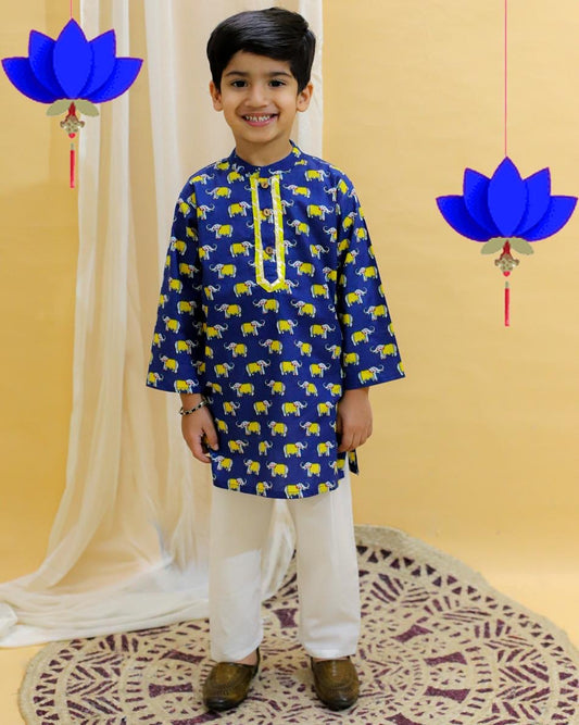 Bodhi printed kurta pajama set blue