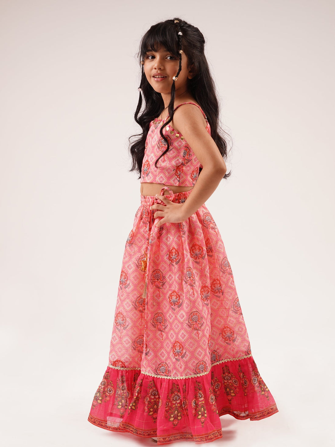 Mehfil girls lehenga set pink