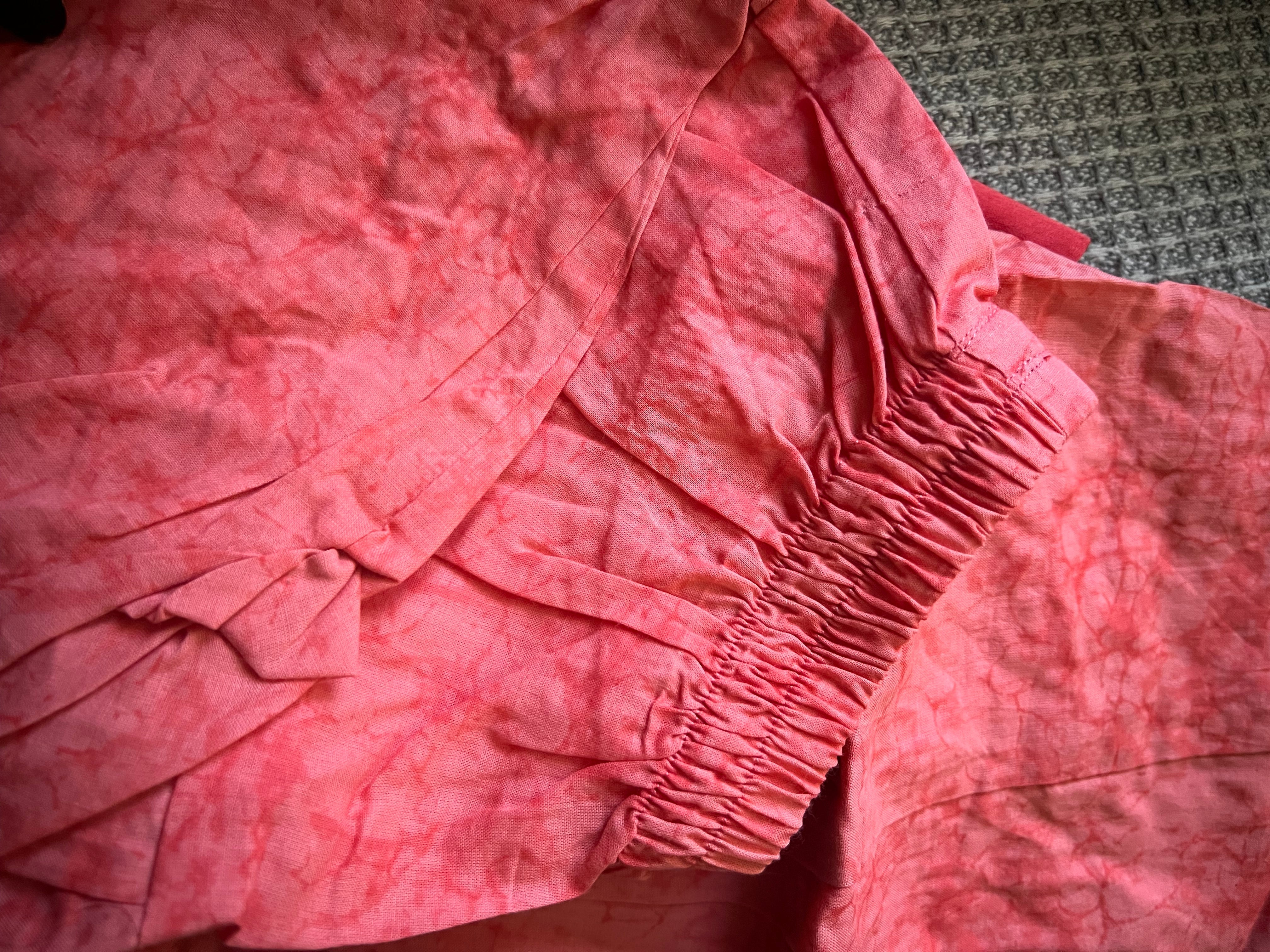 Kiara red and peach mulmul dupatta set