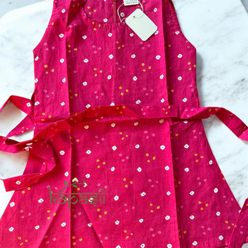 Ethnic frock - pink bandhni