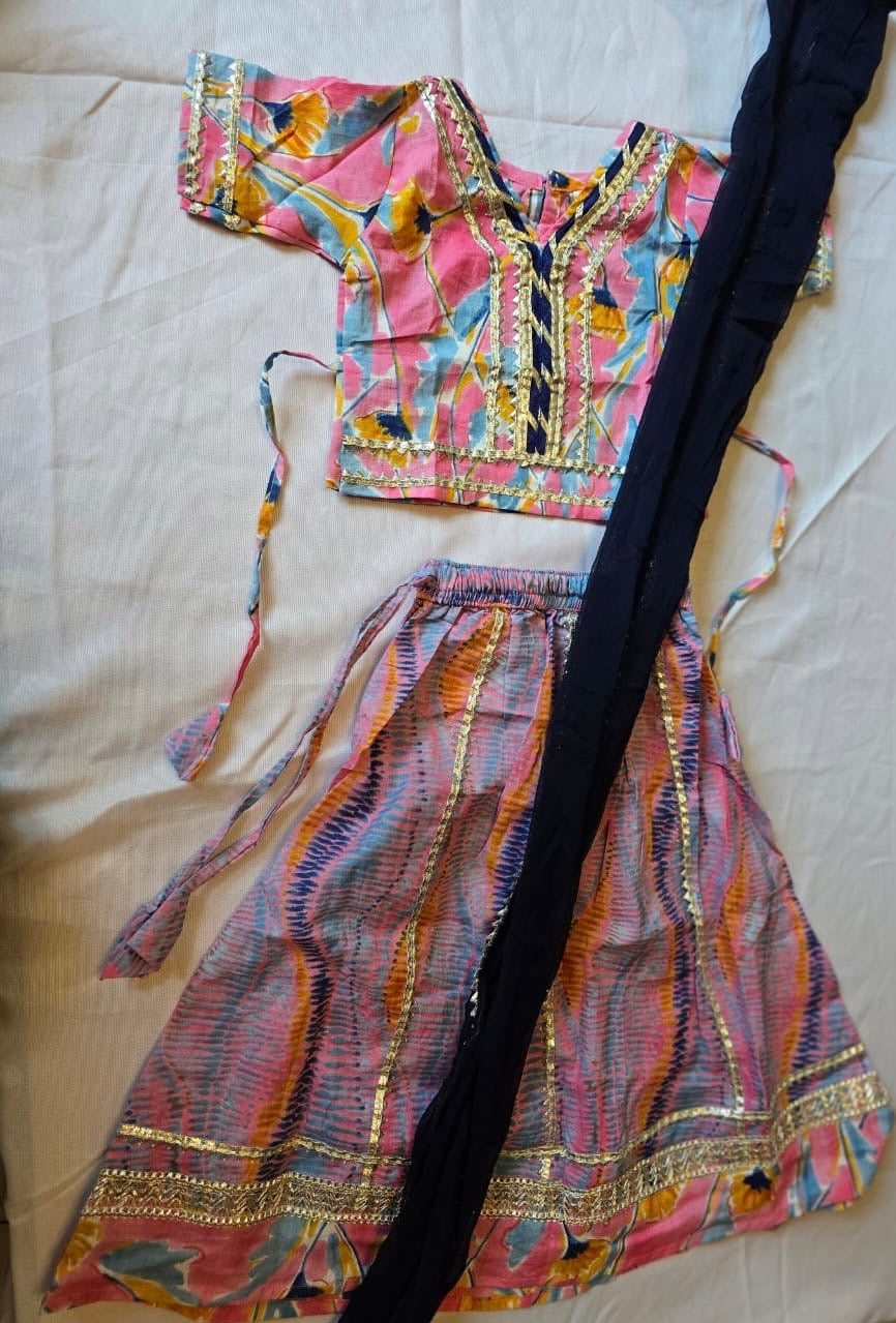 Girls lehenga choli set with duptta floral pink lavender