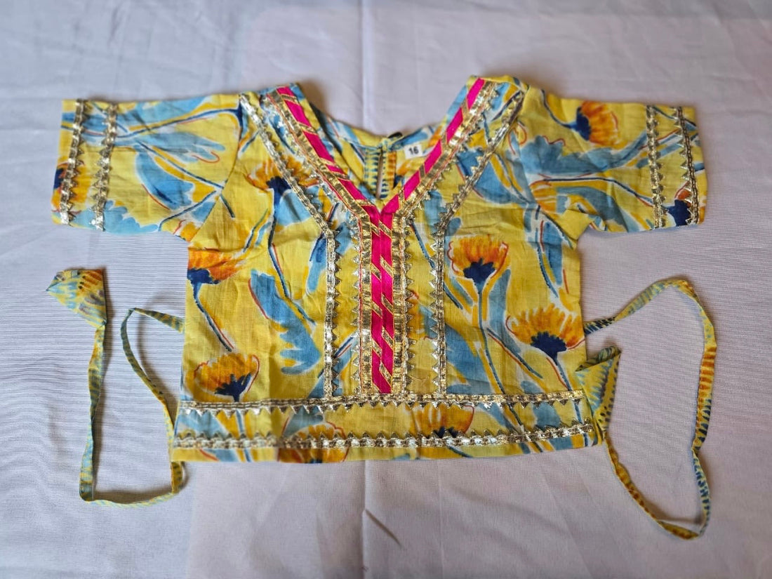 Girls lehenga choli set with duptta floral yellow