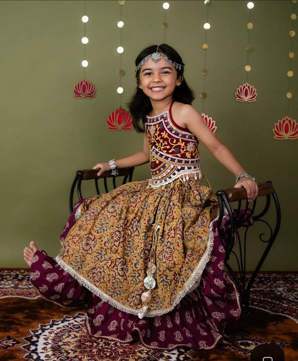 Ghoomar ajrakh lehenga choli set