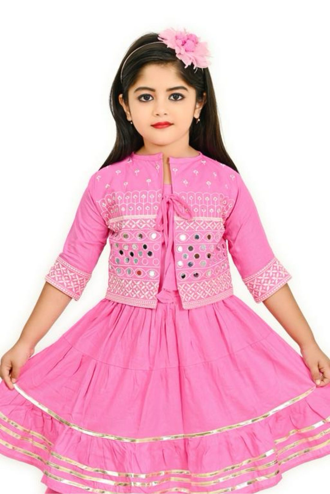 Shanaya pink jacket kurta and leggings set