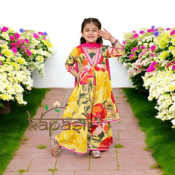 Bahar yellow floral Sharara  set