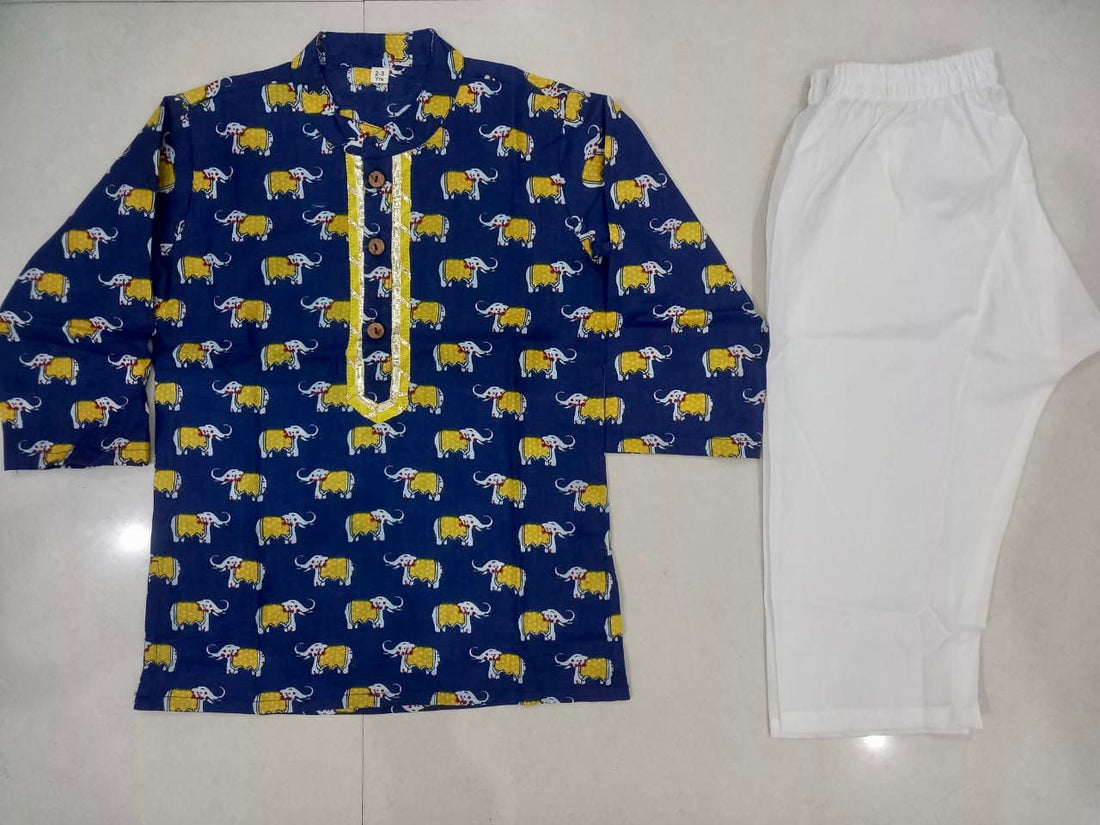 Bodhi printed kurta pajama set blue