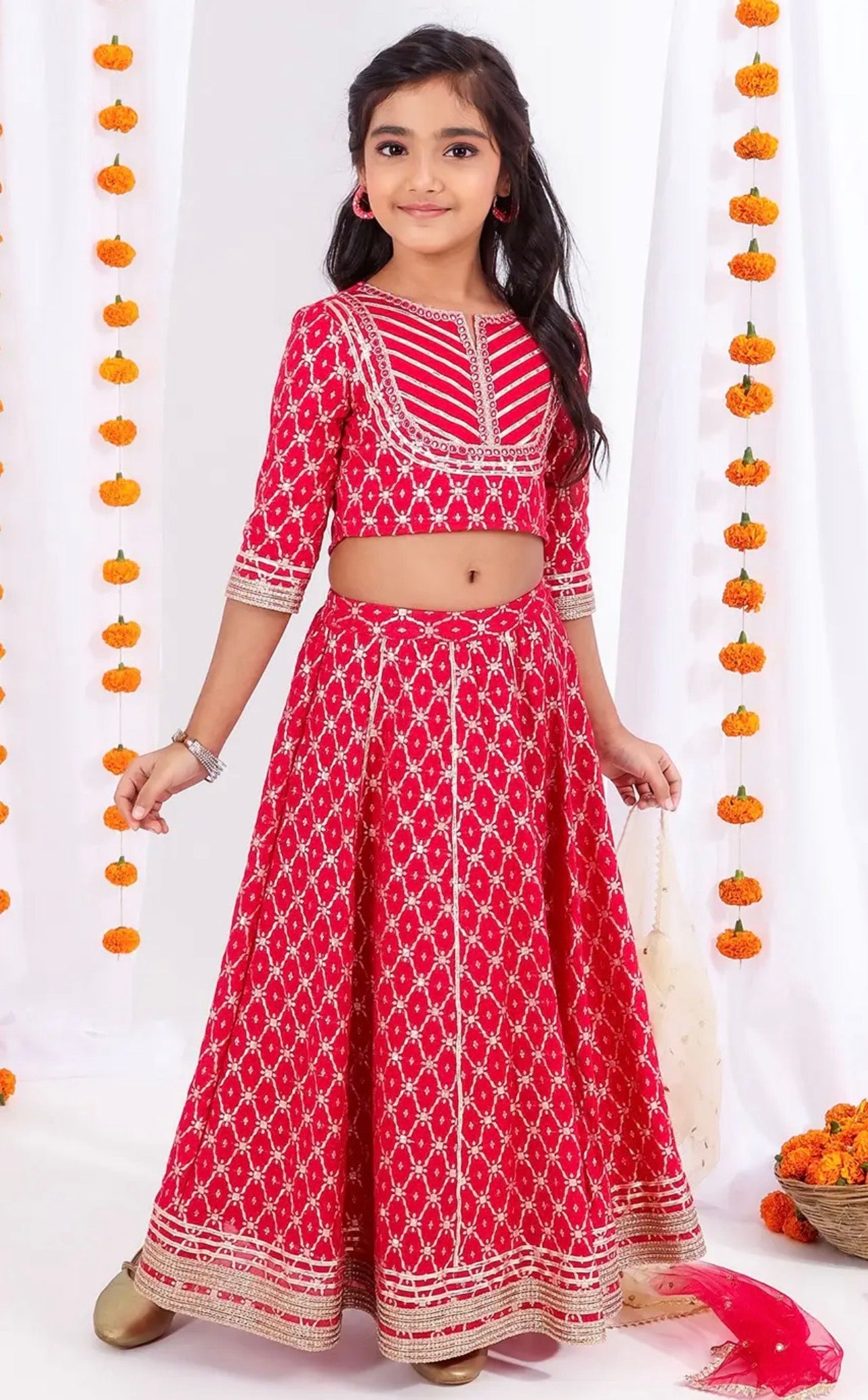 Tyoohar girls red lehenga choli set