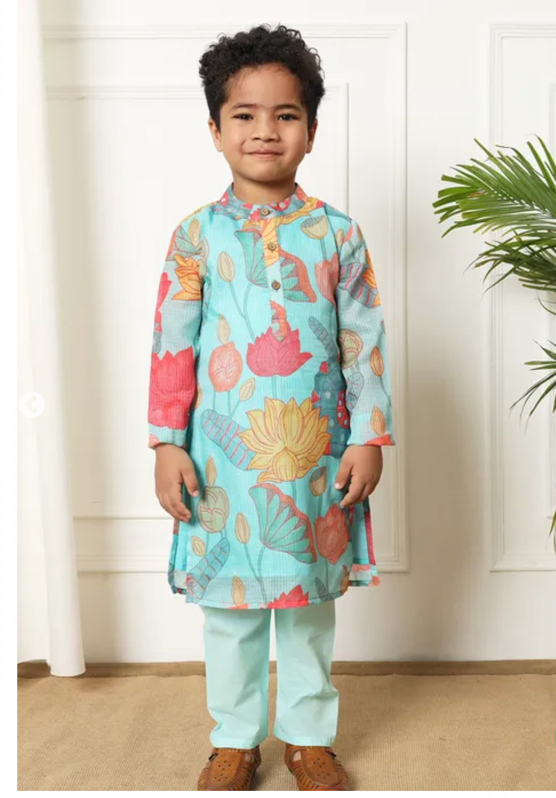 Boys kota doria baby blue kurta pajama set