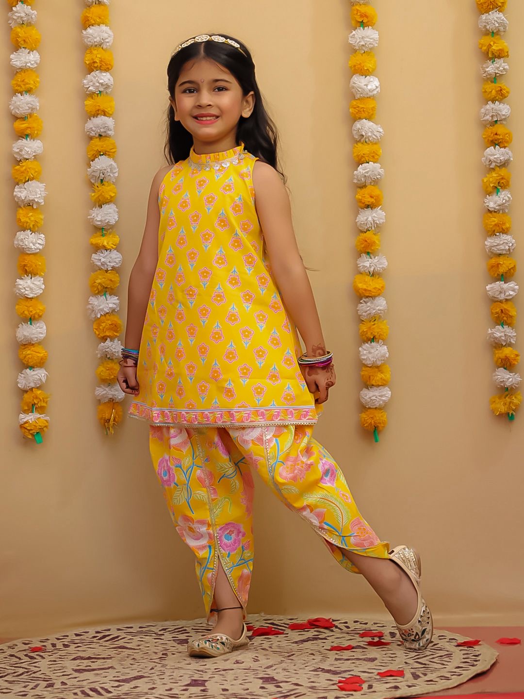 Inayat yellow dhoti sets girls