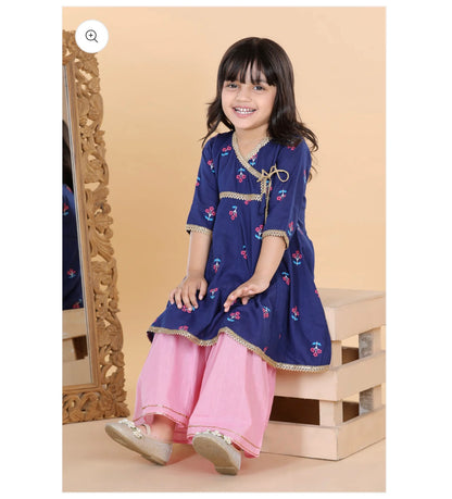 Elegant Blue & Pink Princess Sharara set