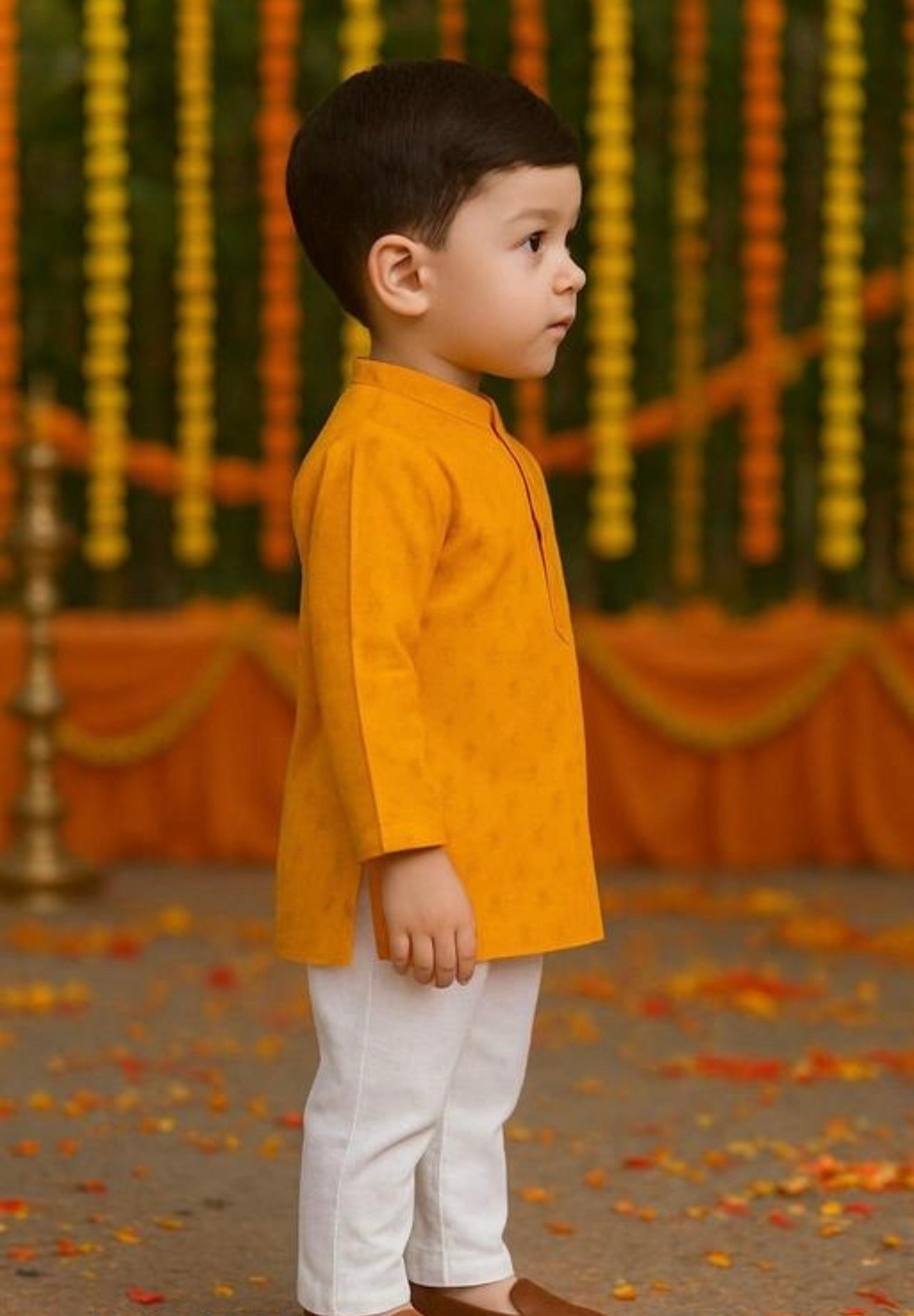 Infant festive boys kurta pajama set- yellow