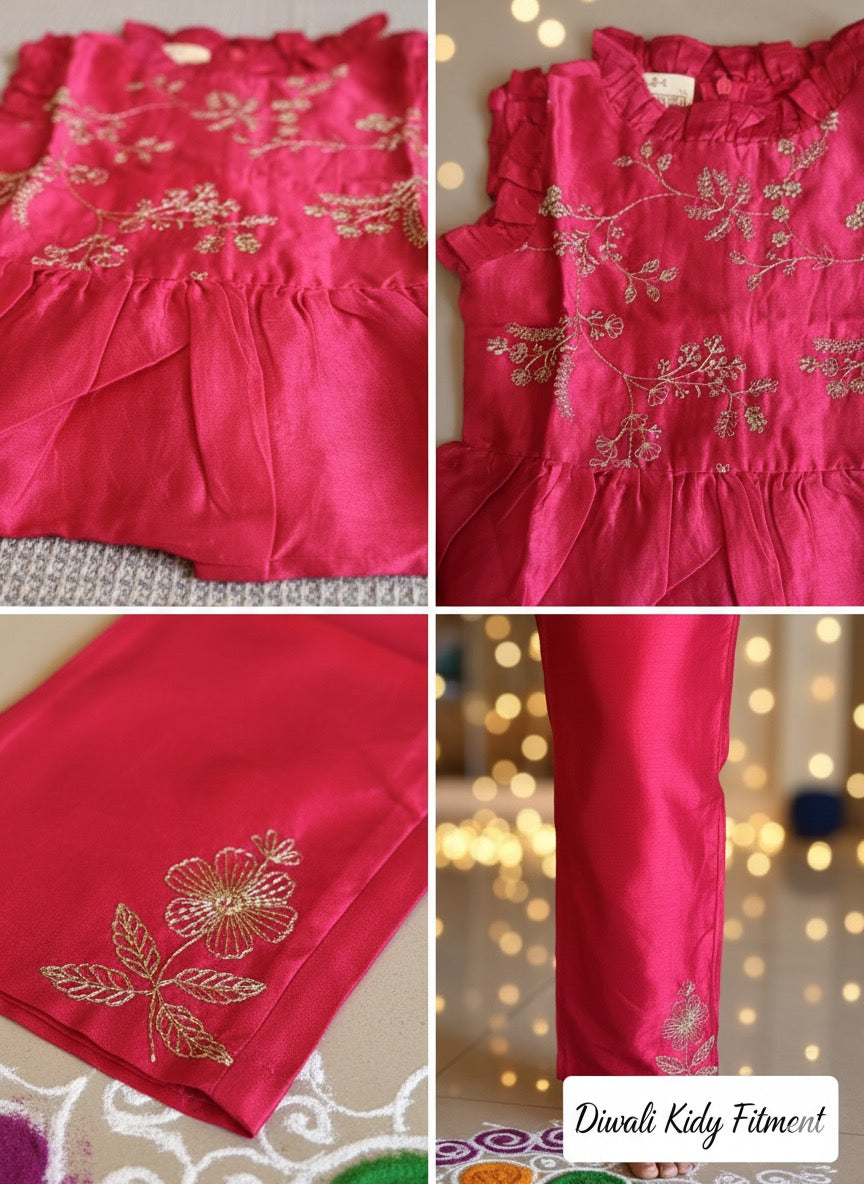 Parampara - deep pink silk cord set
