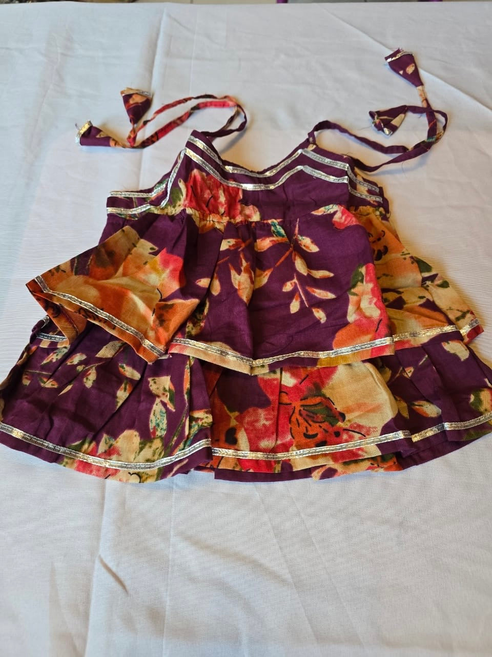 Girls cord set floral purple