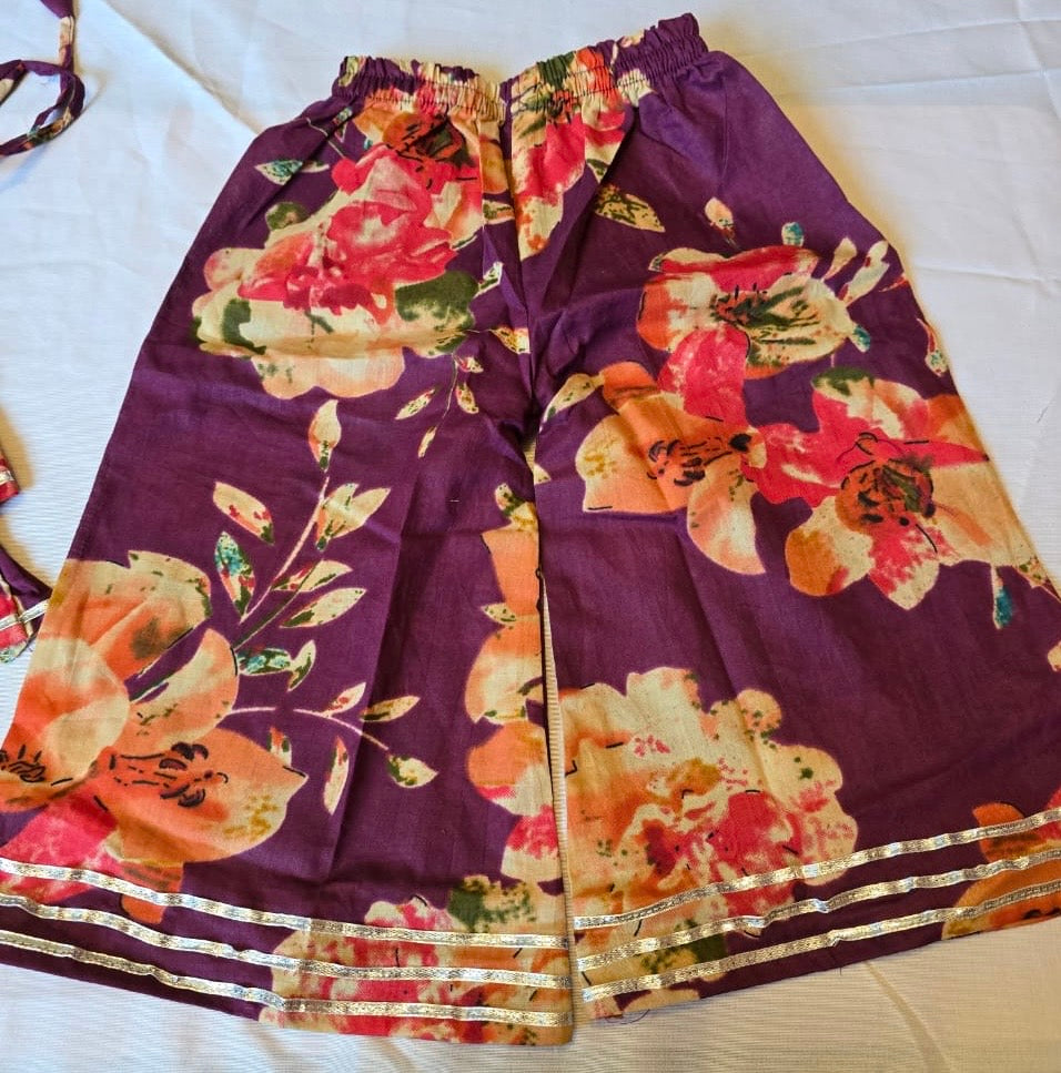 Girls cord set floral purple