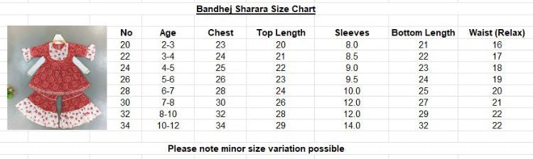 Red bandhani sharara dupatta set