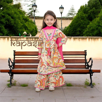 Bahar multi print Sharara set - beige