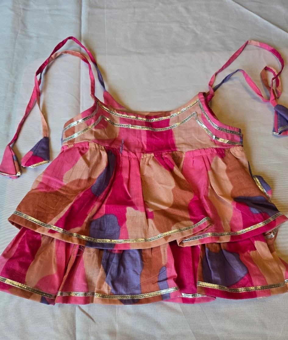 Girls cord set goemetric pink