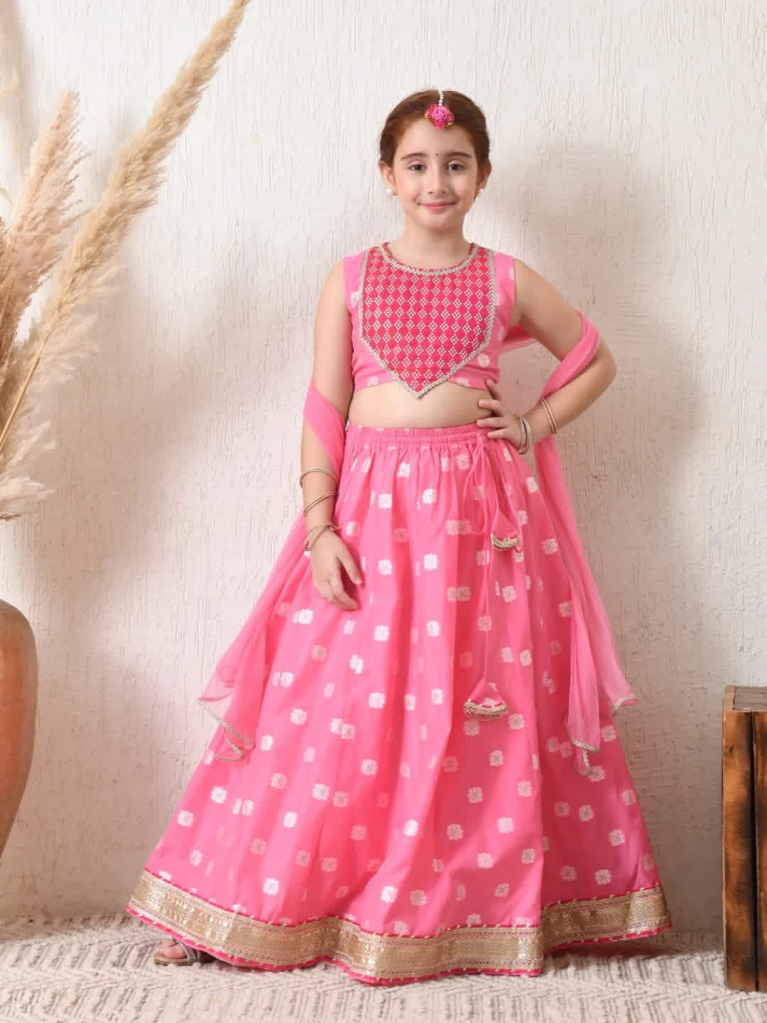 Kapasii Girls pink lehenga choli set