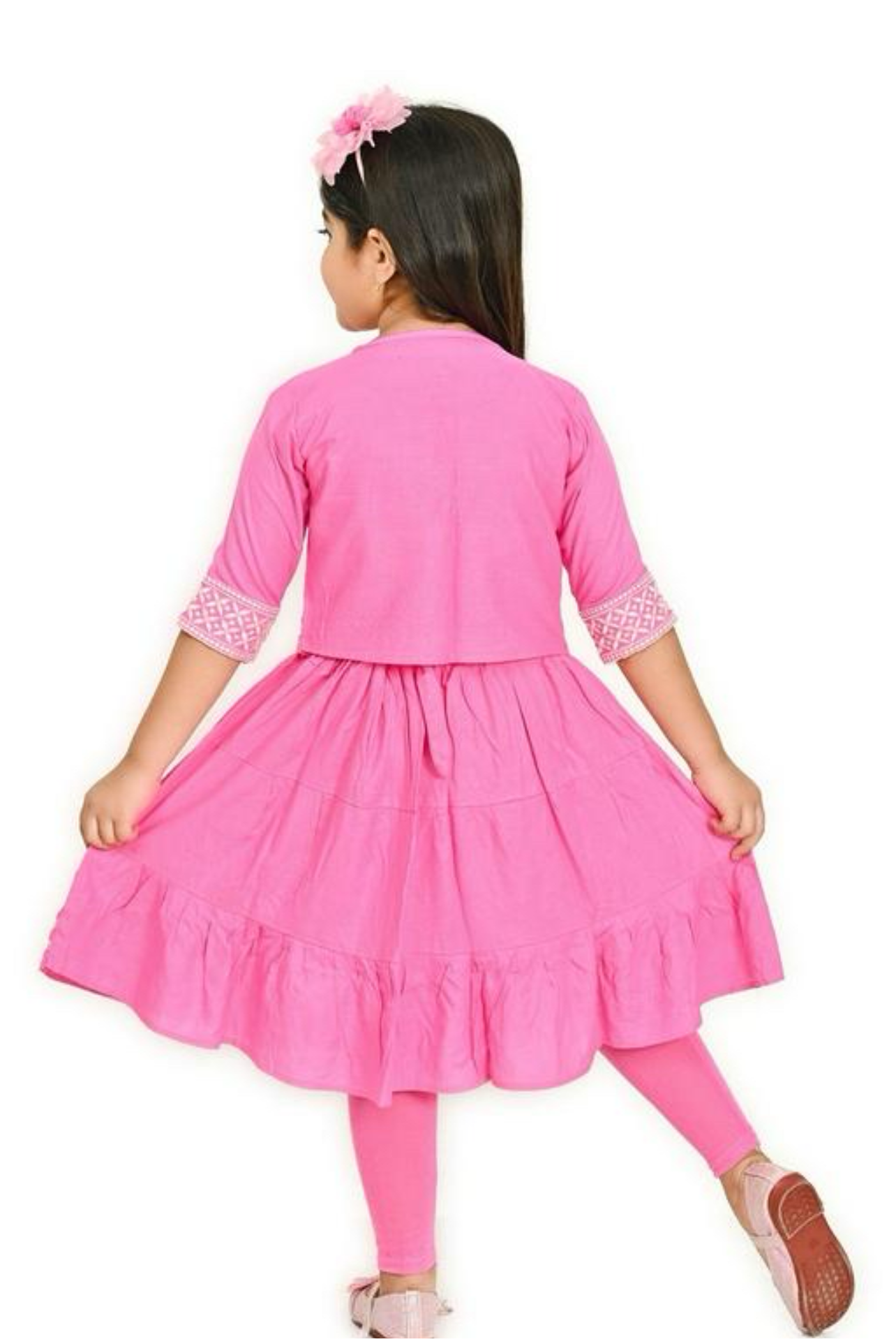 Shanaya pink jacket kurta and leggings set