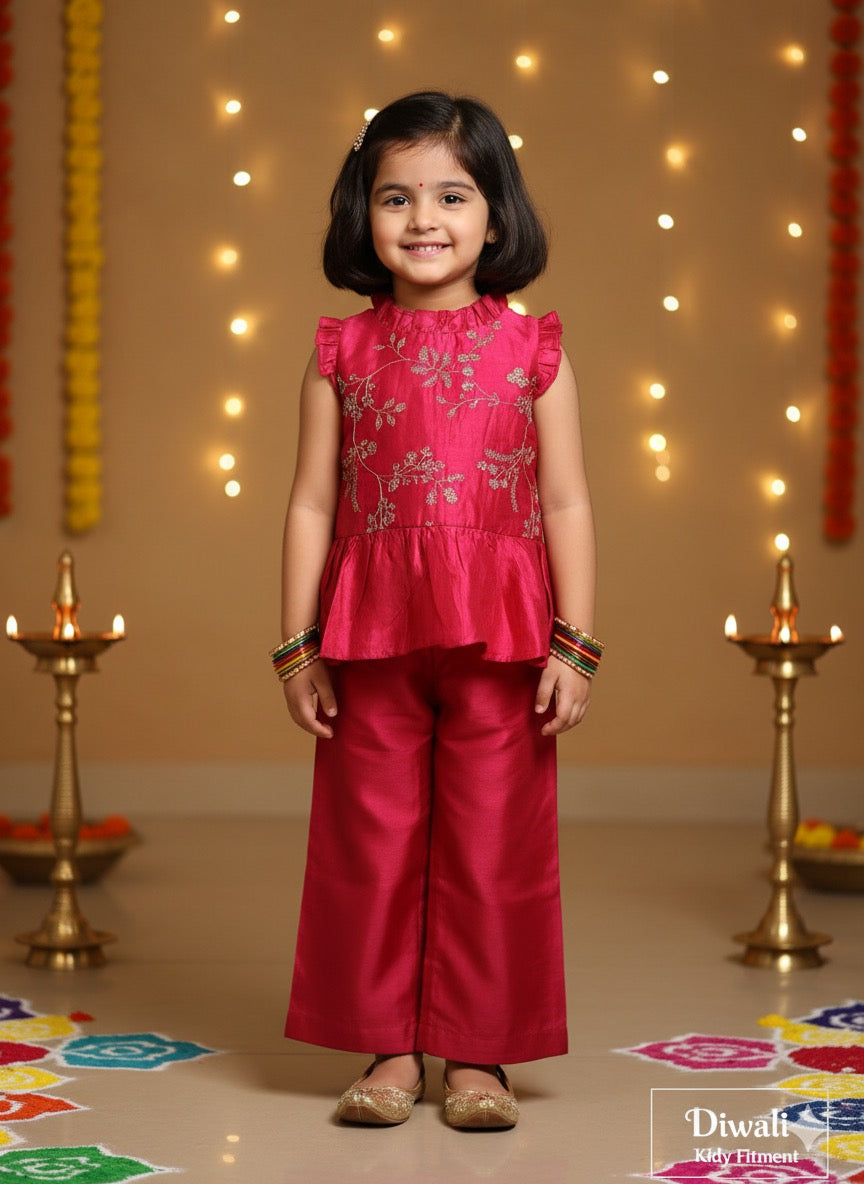 Parampara - deep pink silk cord set