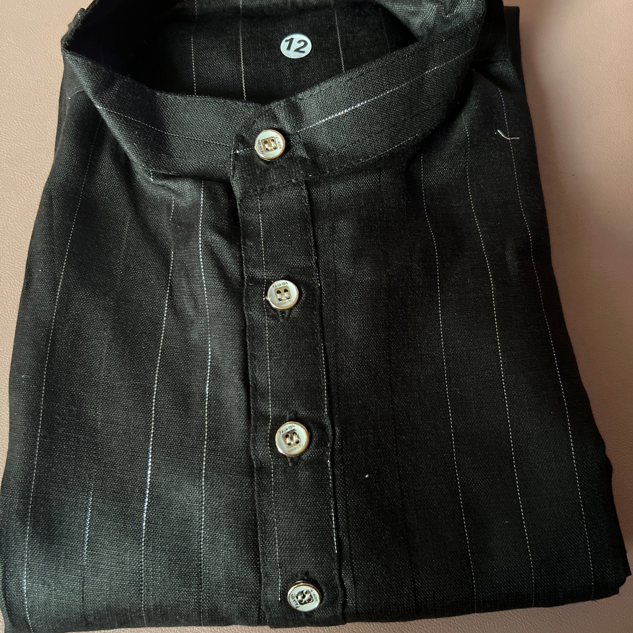 Black silver stripe only kurta black
