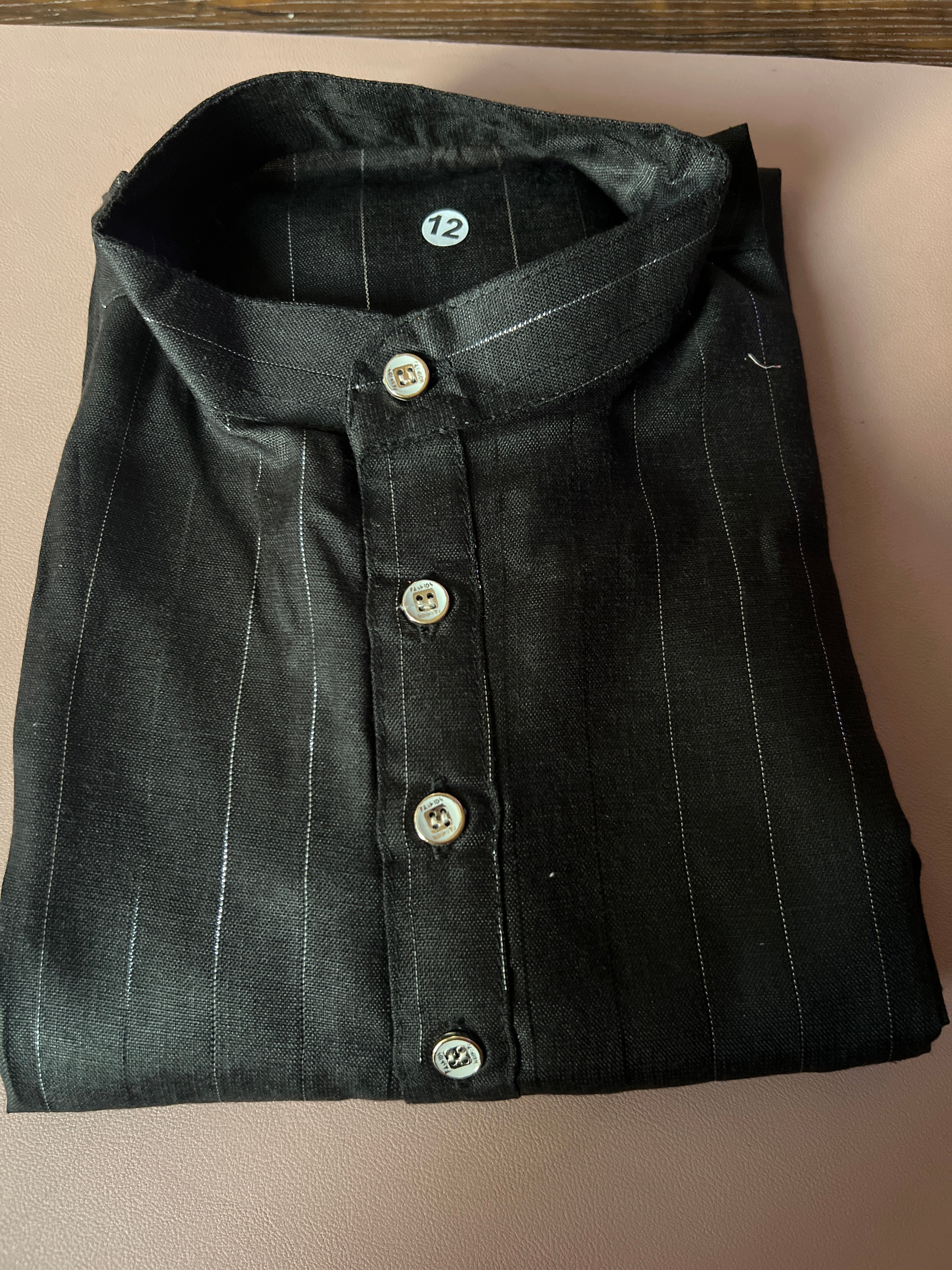 Black silver stripe only kurta black