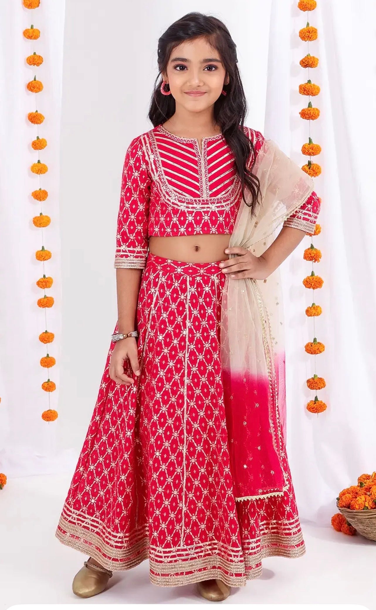 Tyoohar girls red lehenga choli set