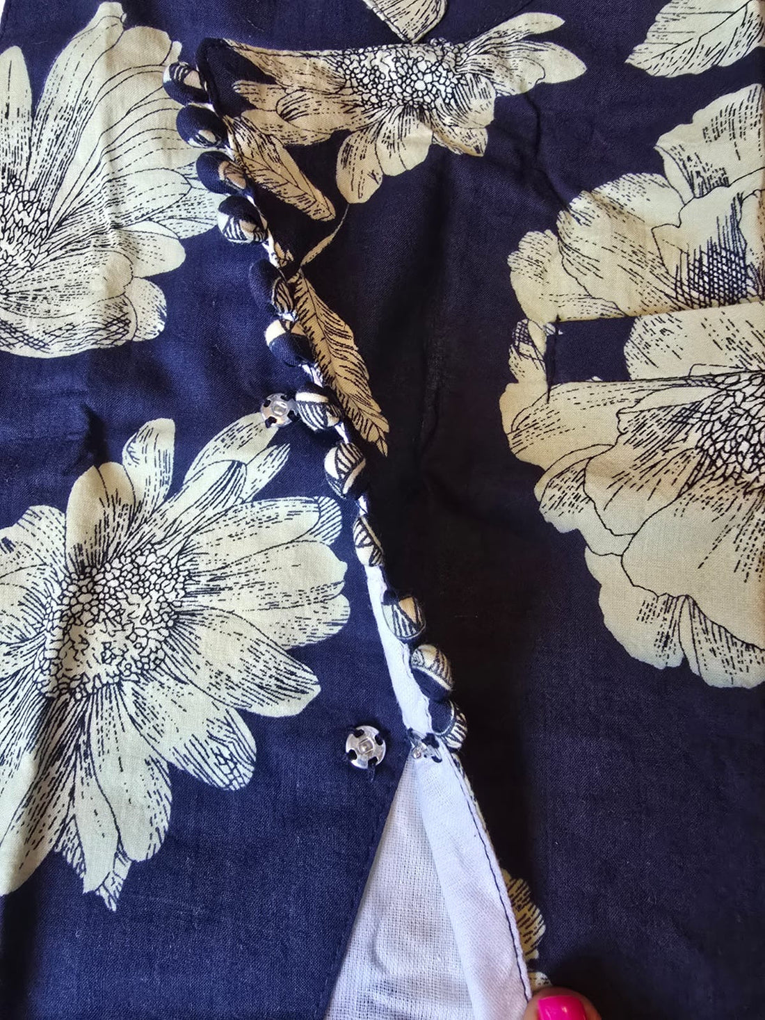 Blue stripe and printed jacket pajama set