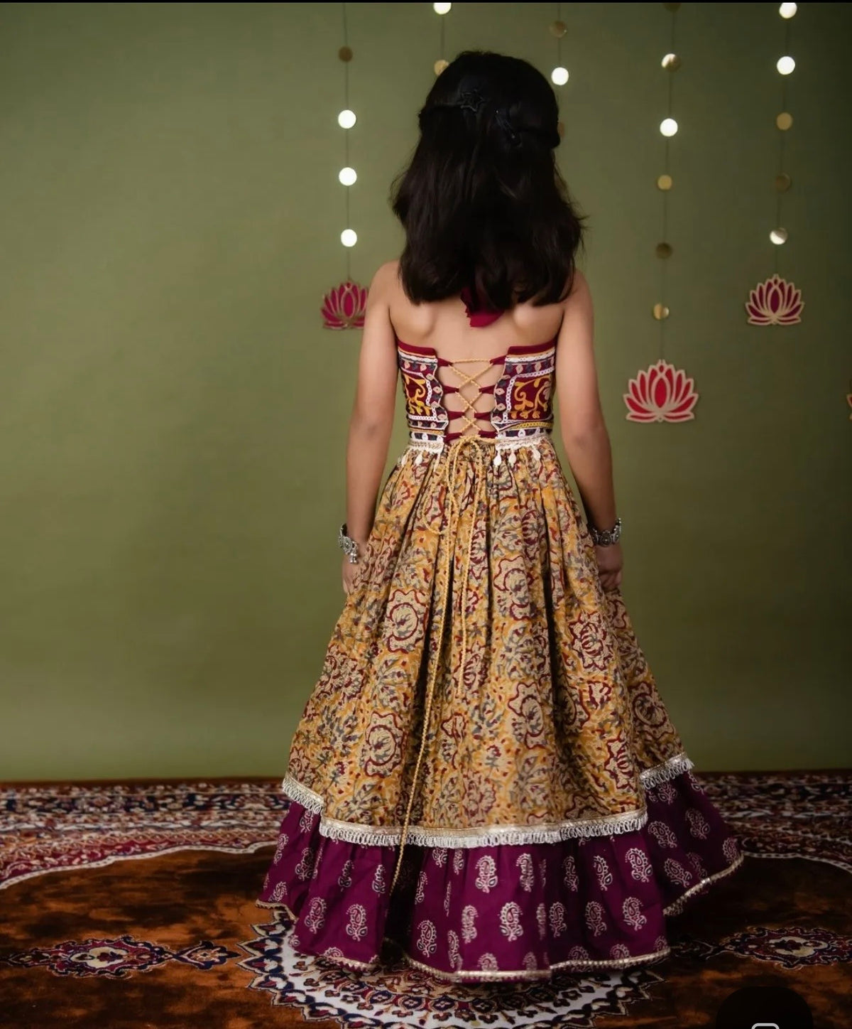 Ghoomar ajrakh lehenga choli set