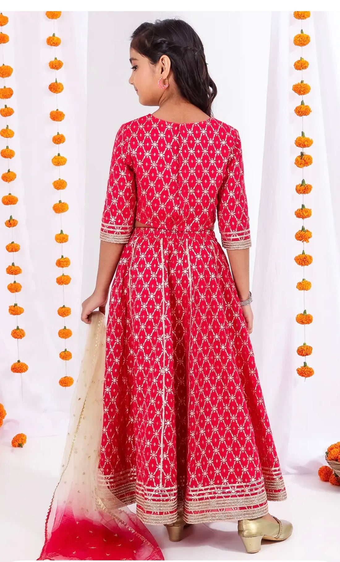 Tyoohar girls red lehenga choli set