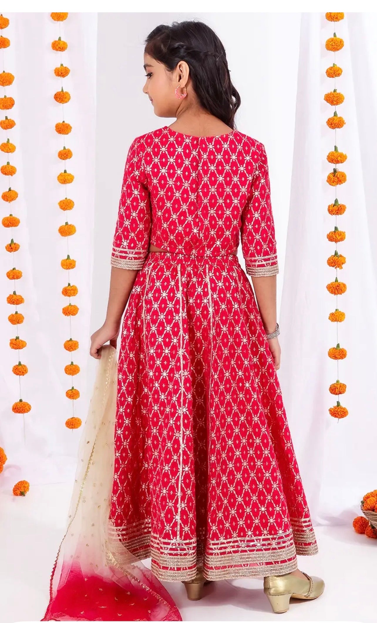 Tyoohar girls red lehenga choli set