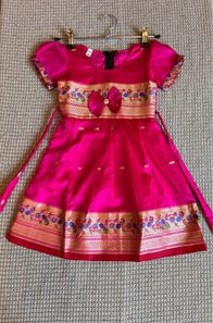 Ahilya paithani pink frock