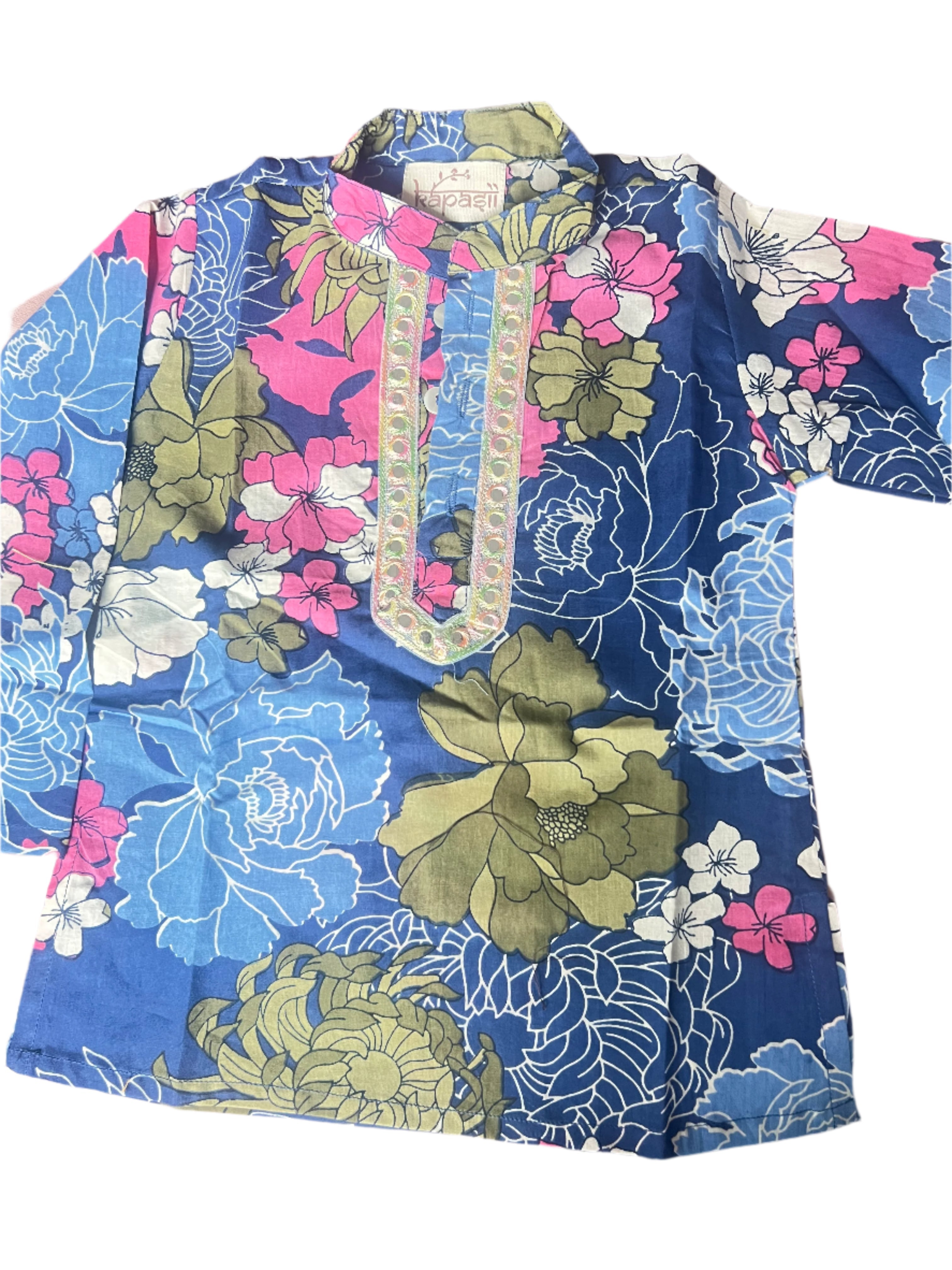 Boys kurta pajama set blue floral