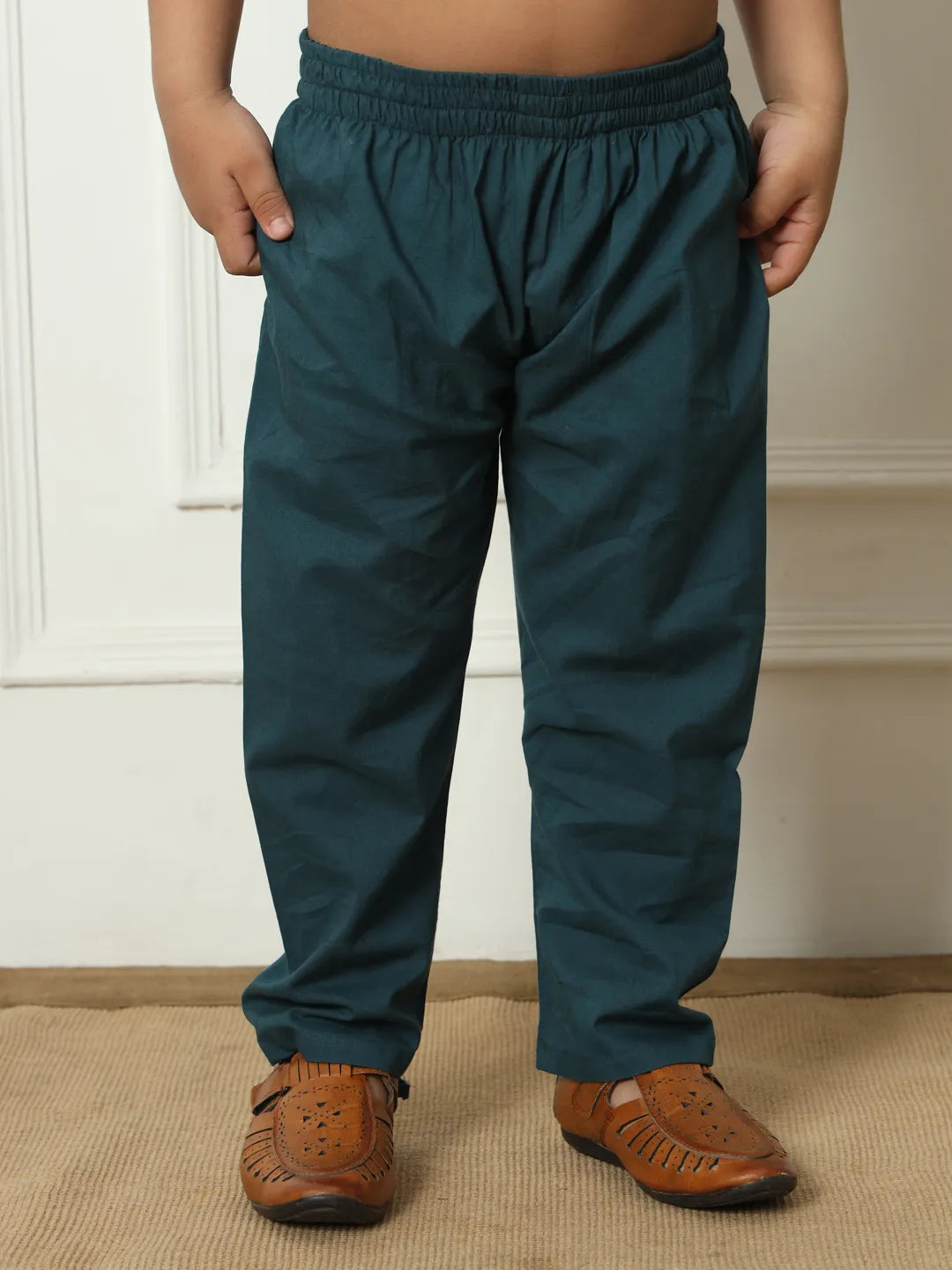 Boys  kota doria fabric navy teal color kurta pyjama