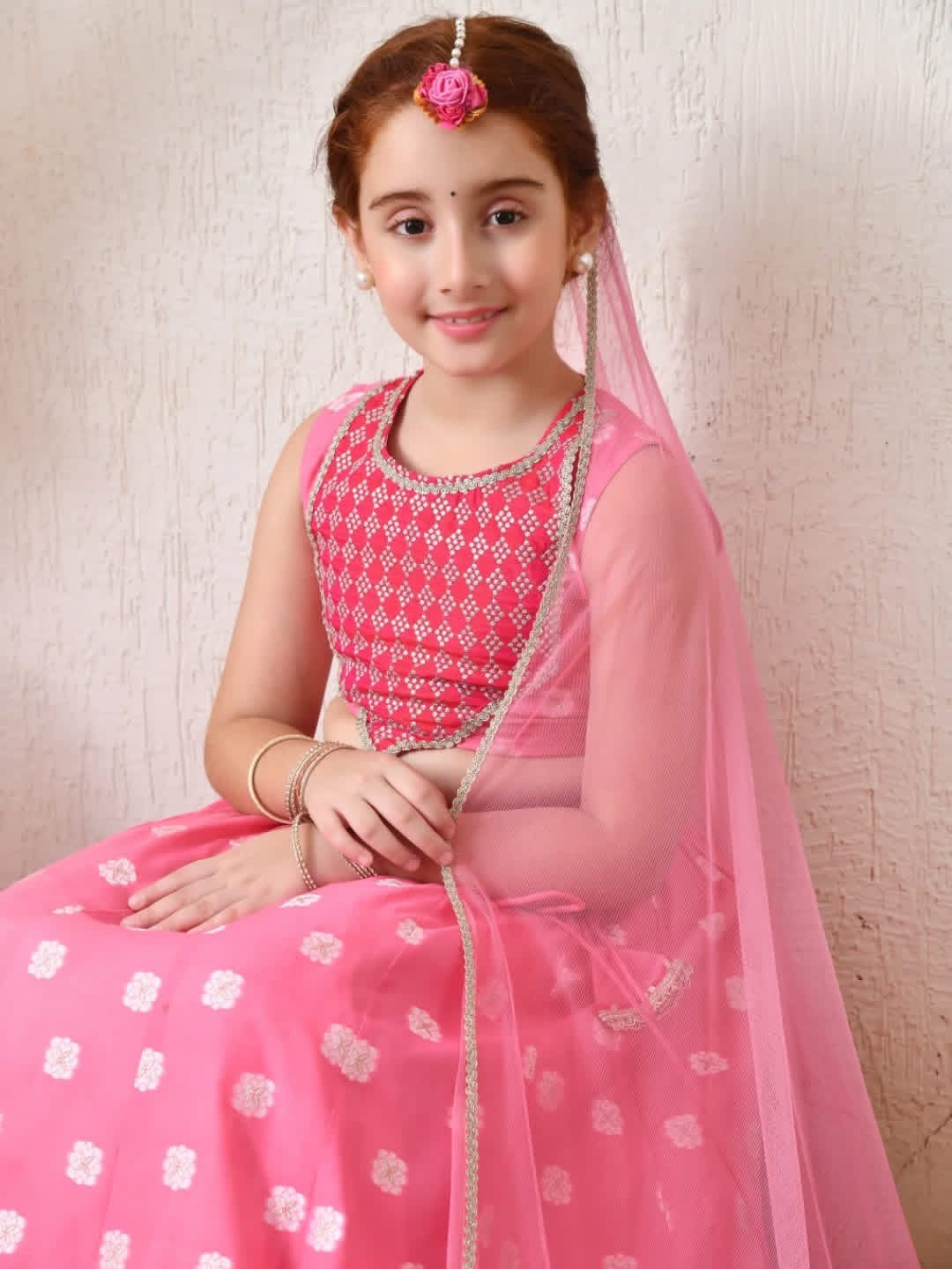 Kapasii Girls pink lehenga choli set