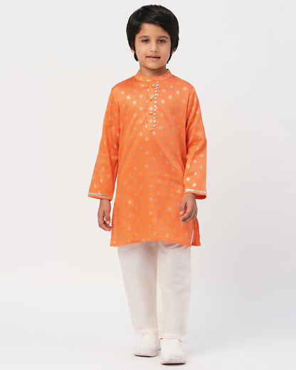 Mehfil Orange Kurta Pant set for Boys