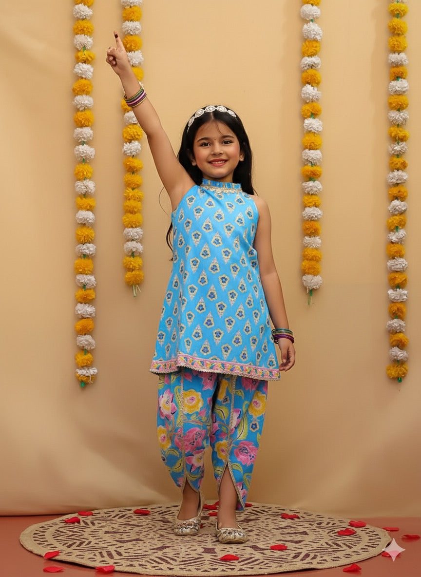 Inayat baby blue dhoti set girls